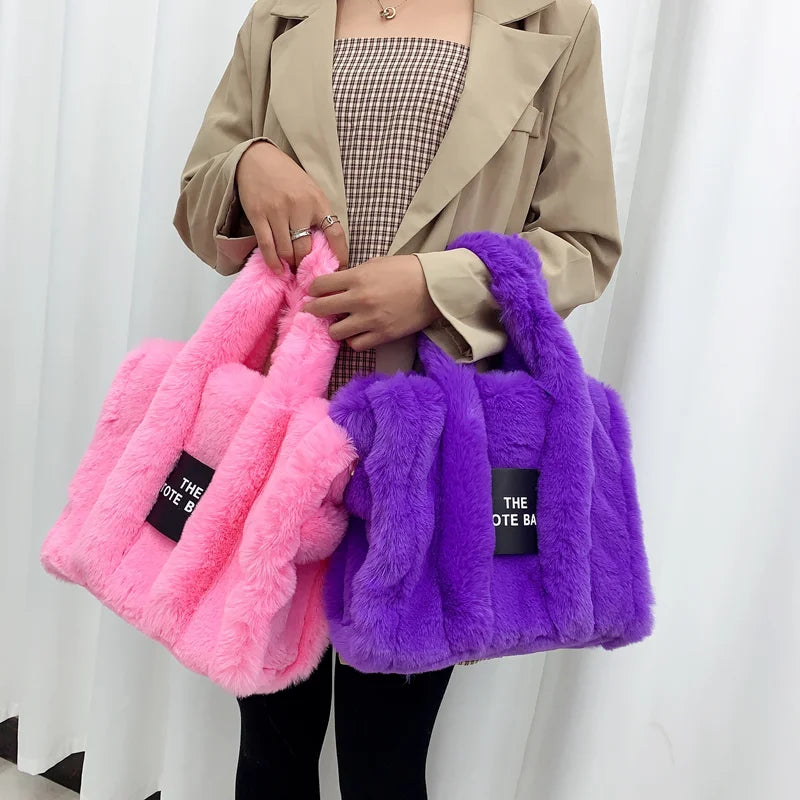 2023 Designer for Women Luxury Handbags Autumn Winter Plush Shoulder Crossbody Bags Brand Shopper Purses New