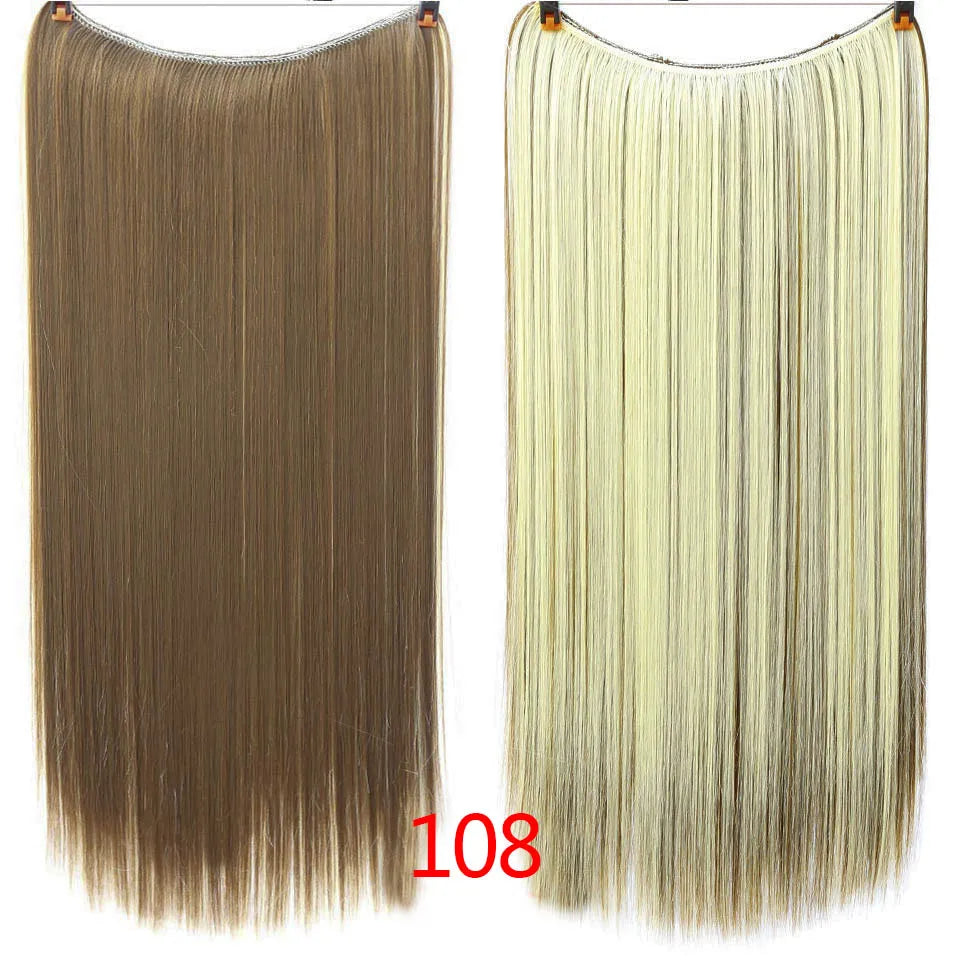 22 inches Clip on Wire Fish Line Hair Extensions Secret Invisible Wire One