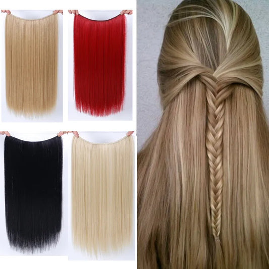 22 inches Clip on Wire Fish Line Hair Extensions Secret Invisible Wire One