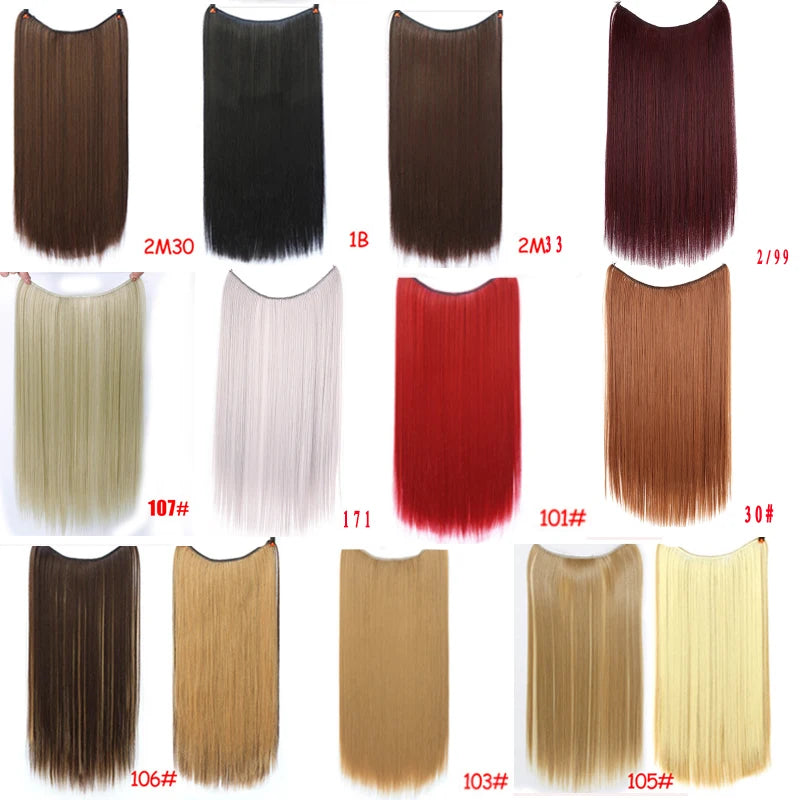 22 inches Clip on Wire Fish Line Hair Extensions Secret Invisible Wire One