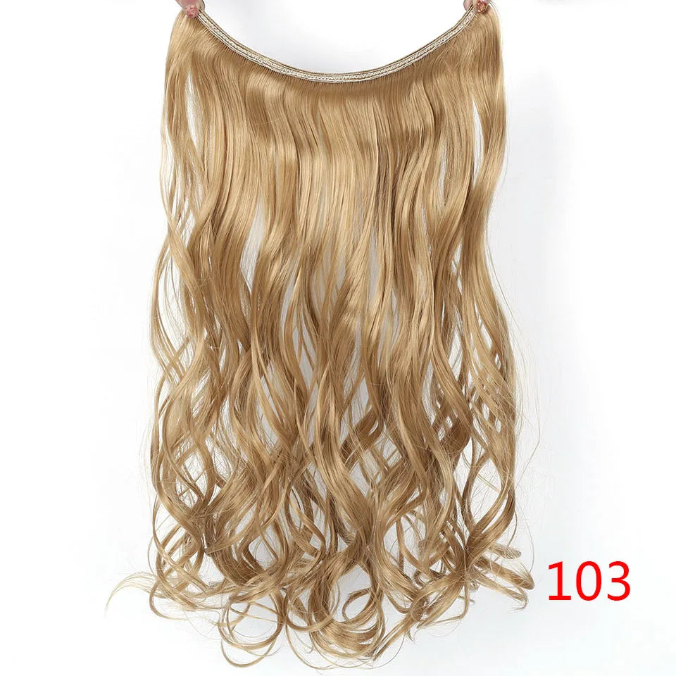 22 inches Clip on Wire Fish Line Hair Extensions Secret Invisible Wire One