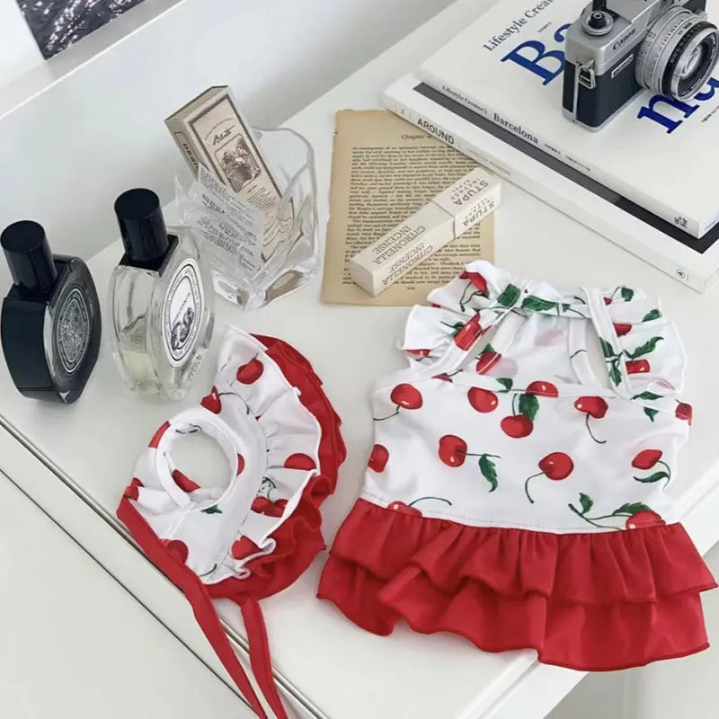 Dog Cute Cherry Swimwear Dress Summer