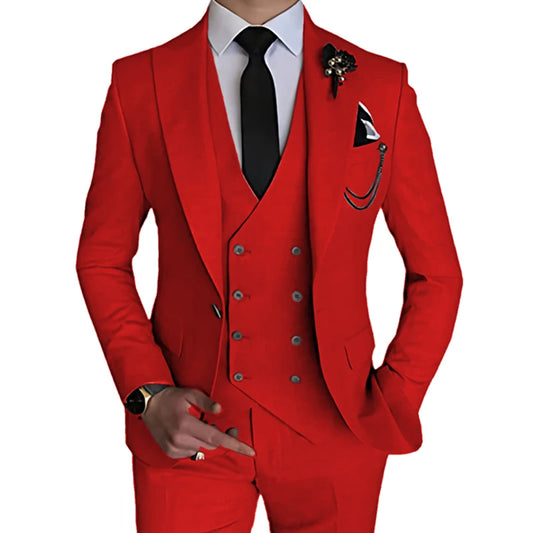 2024 Fashion New Men Boutique Business Solid Color Wedding Suit Coat Pants Blazers Jacket Trousers