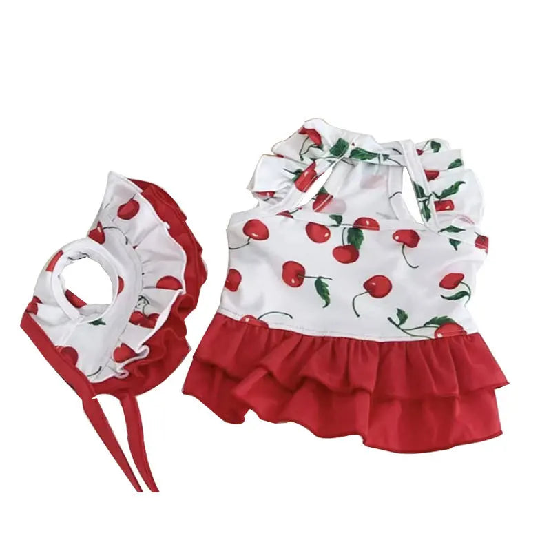 Dog Cute Cherry Swimwear Dress Summer